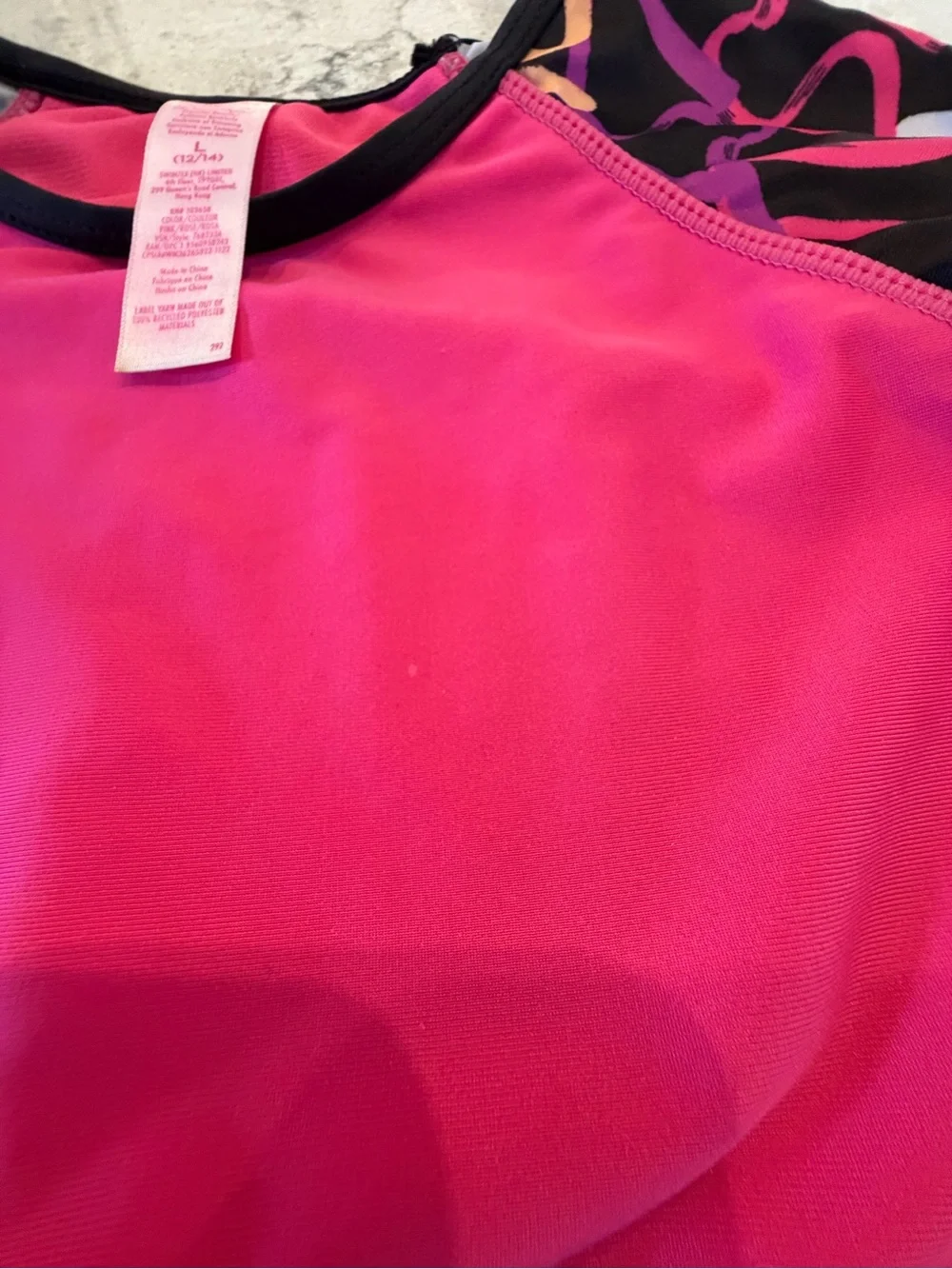 Justice Sport Girls Long Sleeve Cropped Swim Rash Guard / Active Top L